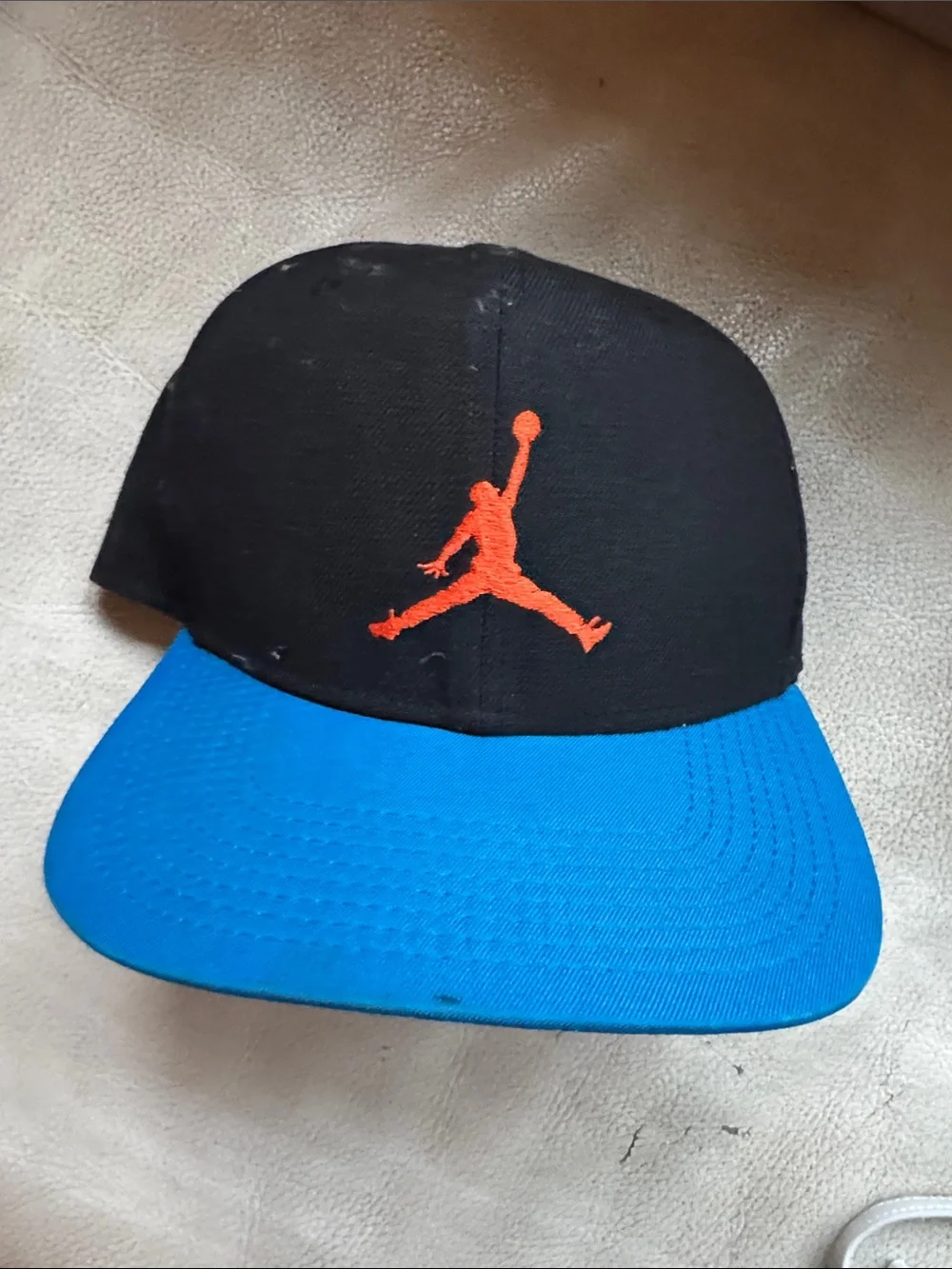 Nike Black & Blue Snapback Hat with Orange Jumpman